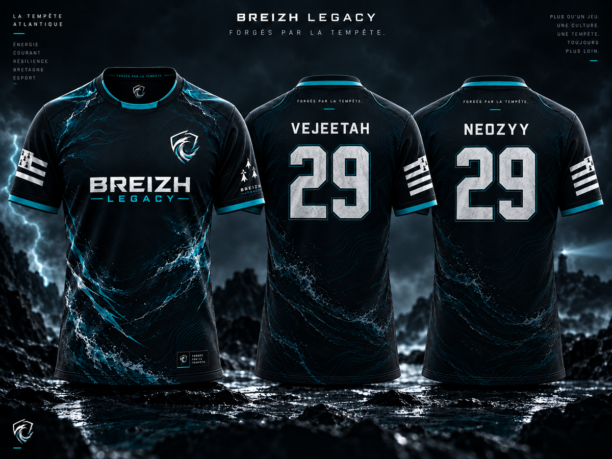 Maillot esport officiel Breizh Legacy, vues avant et arrière