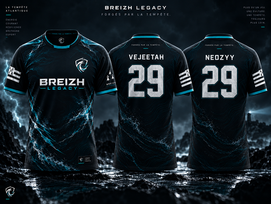 Maillot esport officiel Breizh Legacy, vues avant et arrière